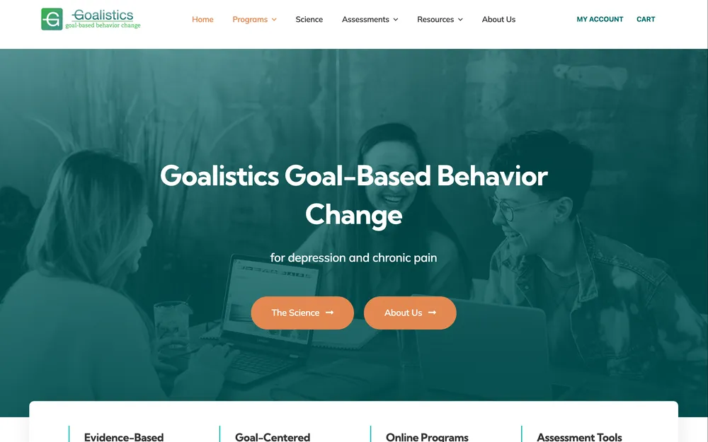 Goalistics home page: goal-based behavior change for depression and chronic pain